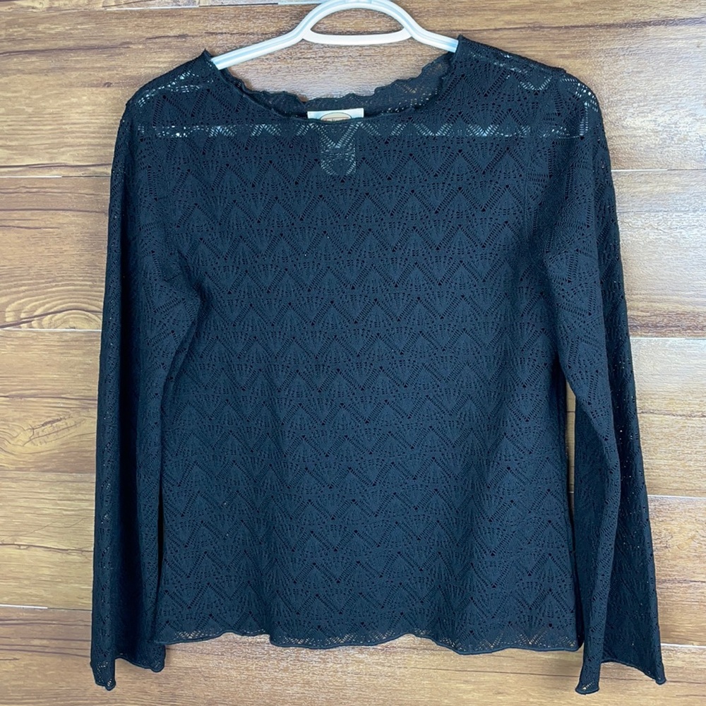 Vintage Talbots crotchet women’s black blouse size Petite Small
